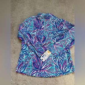 Lulu B High Zip Neck Long Sleeve Top with UPF 50+